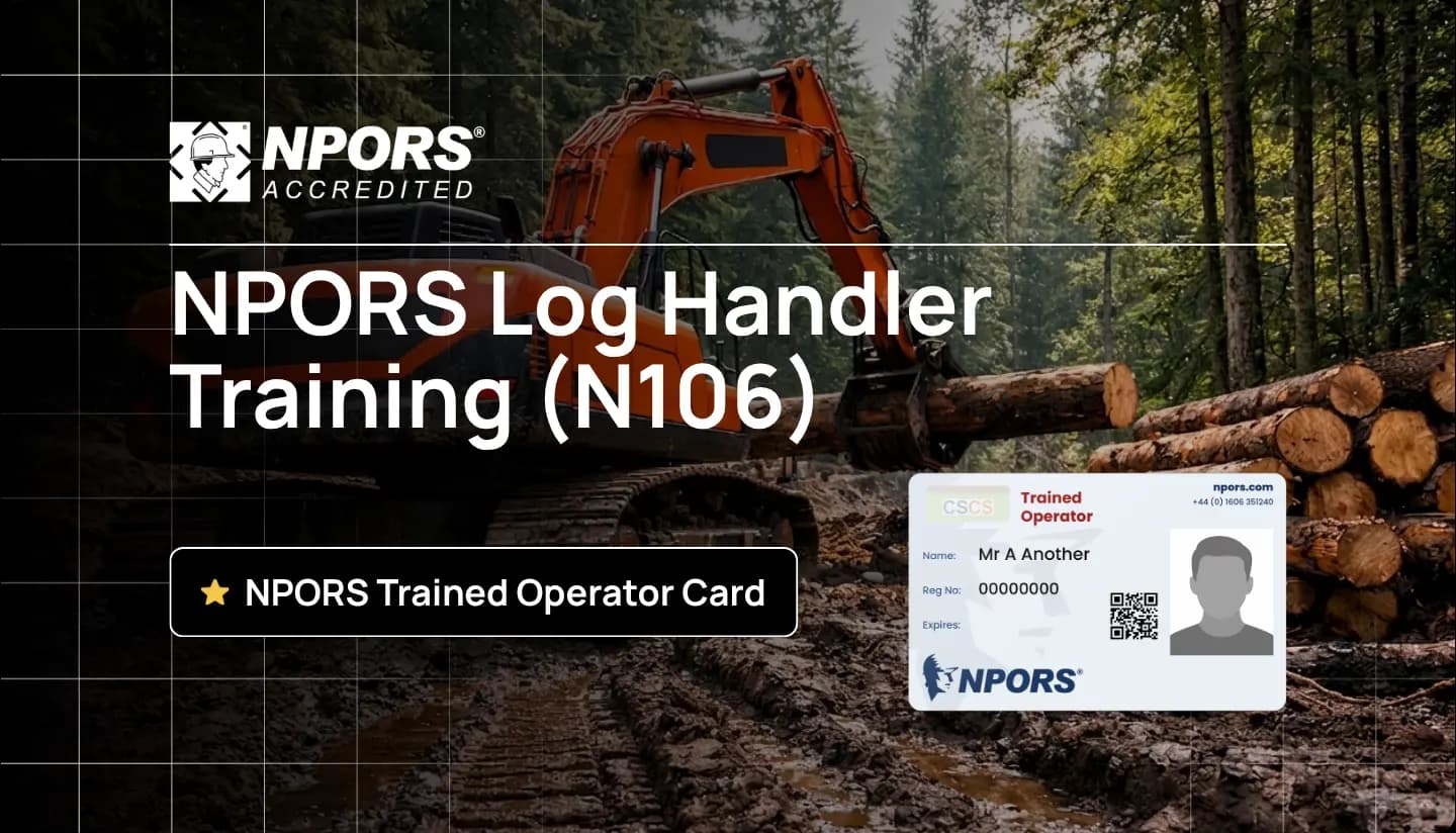 Operator using log handler machine during NPORS N106 training course UK