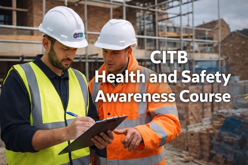 CITB Health and Safety Awareness course hero image with construction workers on site