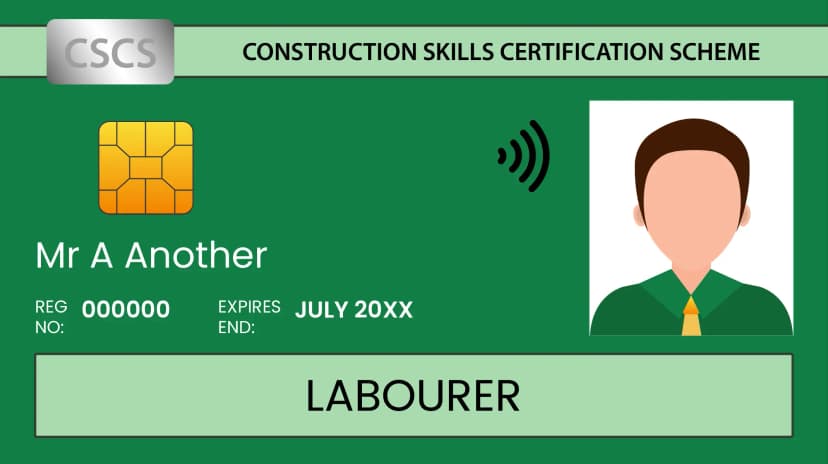 Illustration of an official CSCS Green Labourer Card, which you can apply for after passing your CSCS green card course