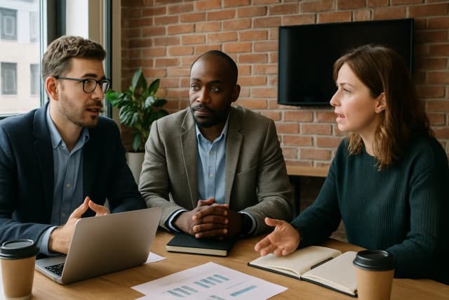 Professional team collaborating and strategizing during a meeting in an office environment - Level 3 CAVA unit-1-3 course