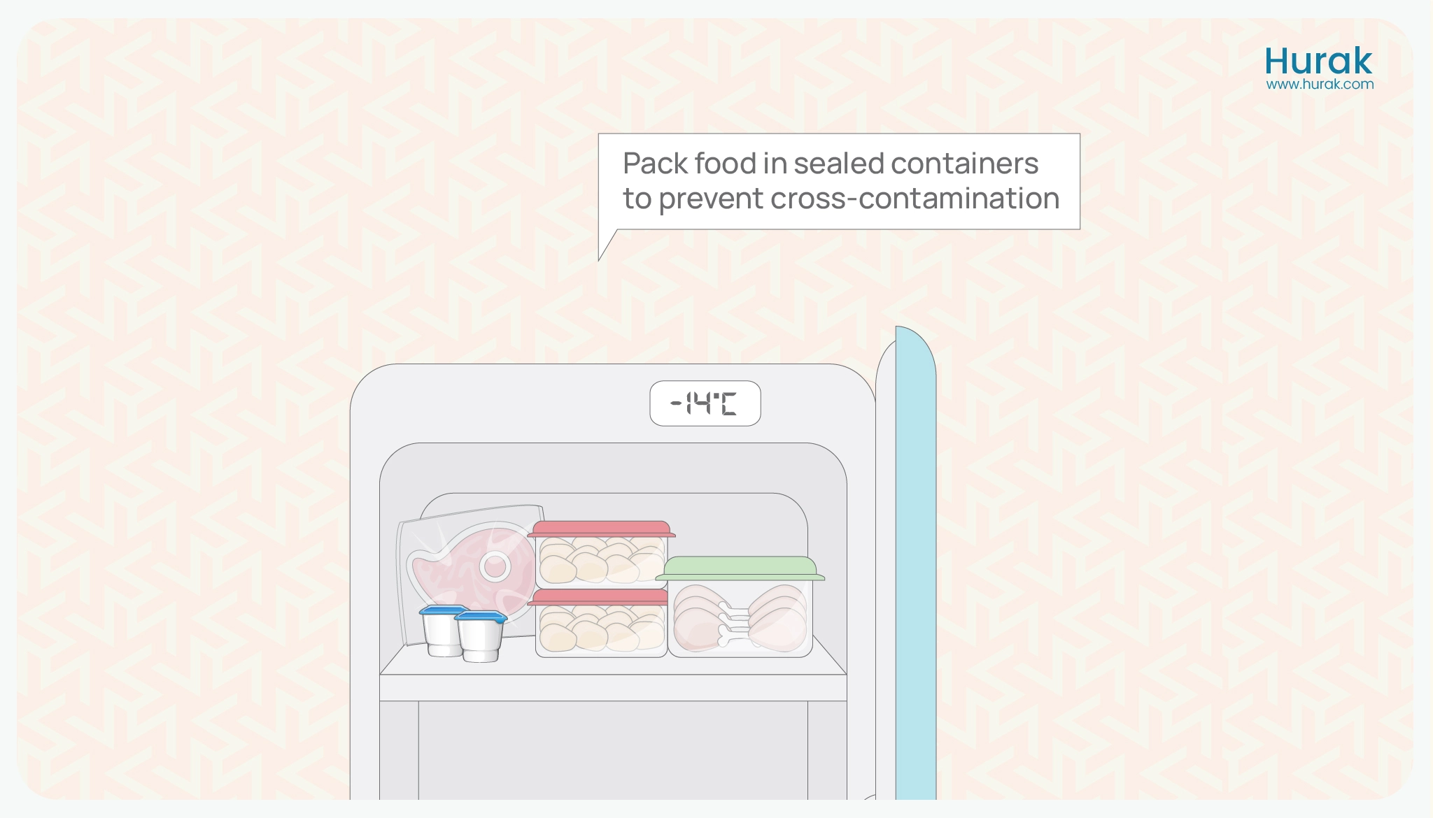 Pack food in sealed containers