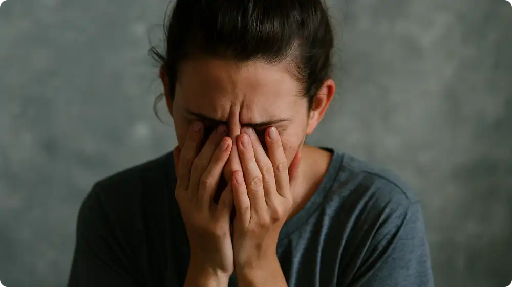 A woman showing signs of depression linked to financial struggle