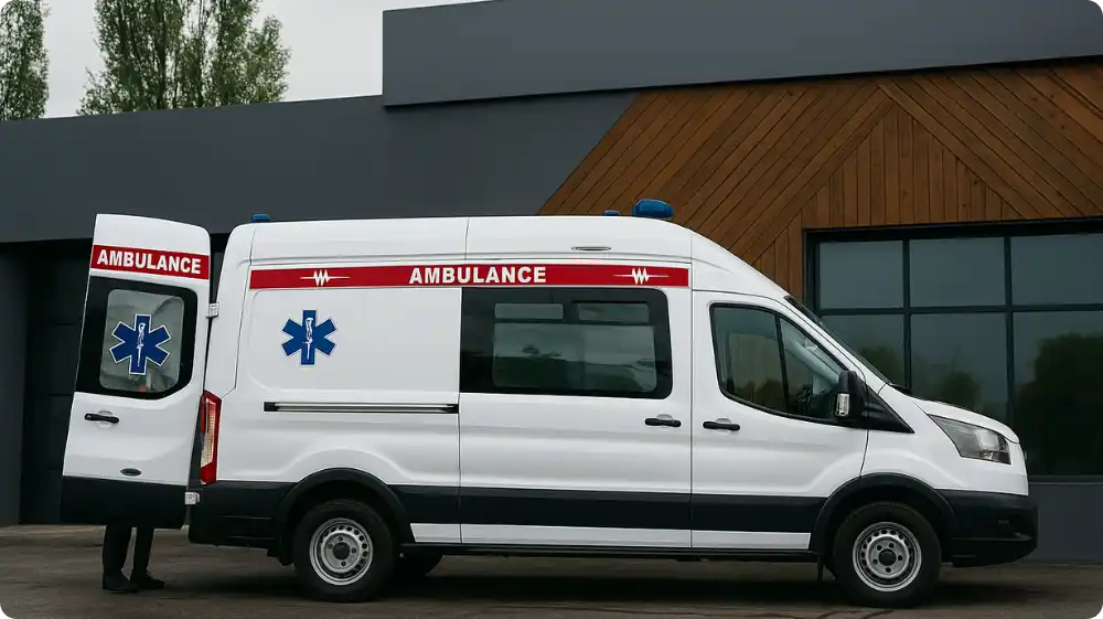 Ambulance vehicle responding to an emergency call